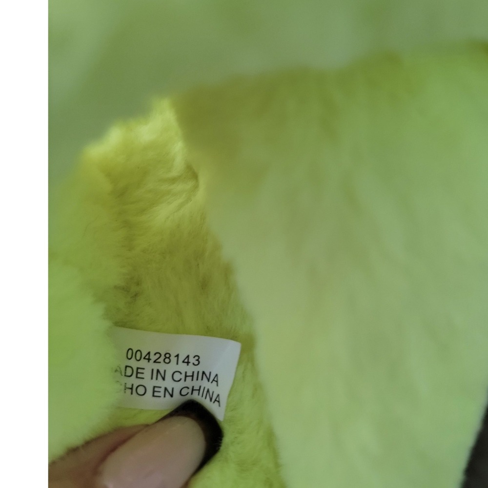 Forever 21 Neon Lime Green Faux Fur Criss Cross Slide Slippers - Picture 4 of 5